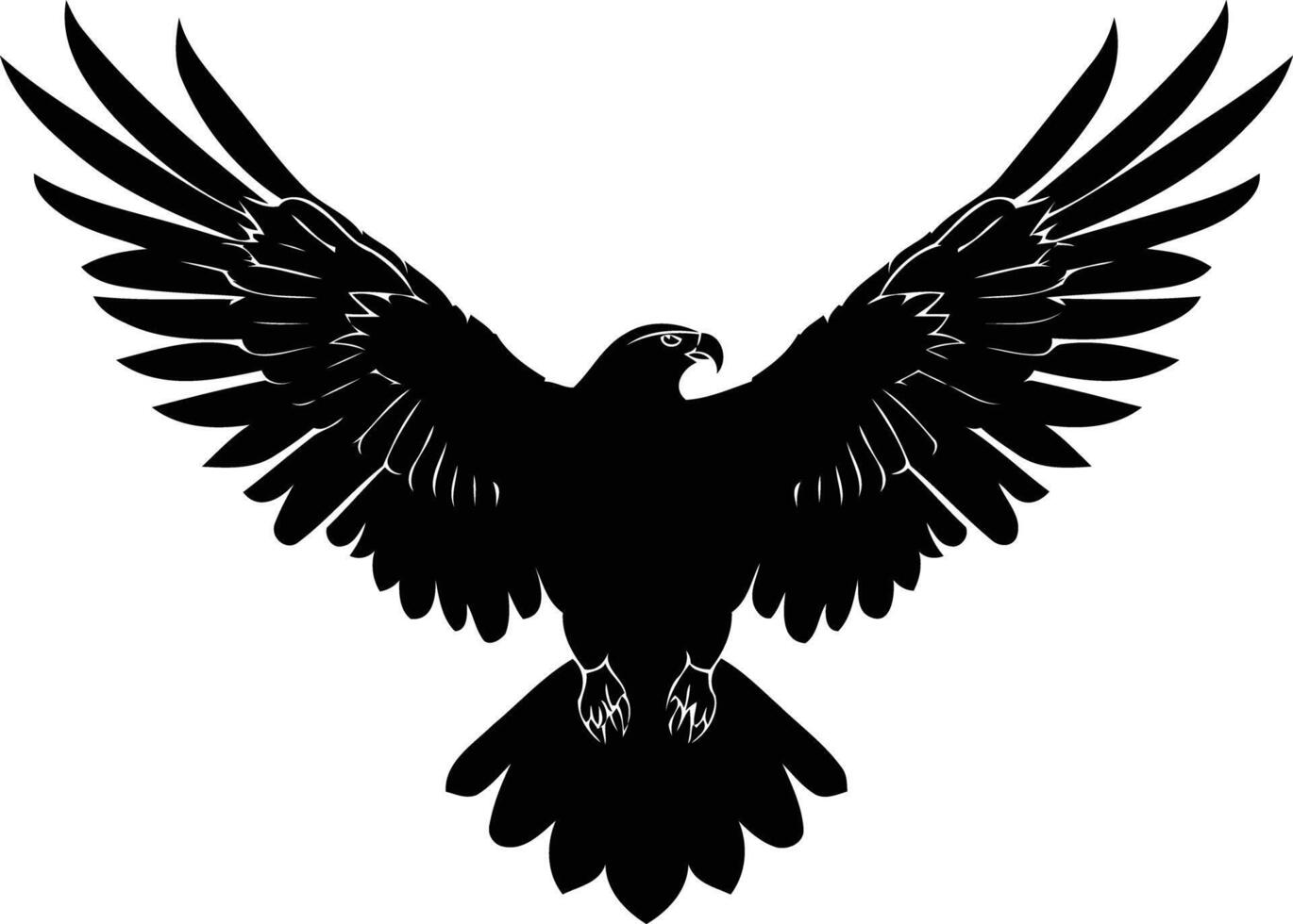 A striking silhouette of a majestic eagle with its wings spread wide vector