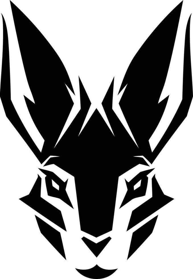 A striking black and white logo design featuring a stylized rabbit head, ideal for branding, websites, and merchandise vector
