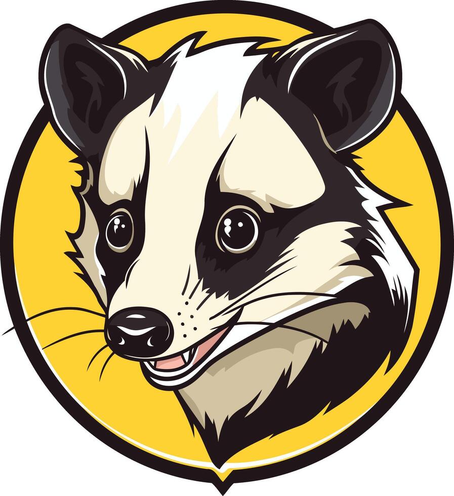 Cute cartoon illustration of a smiling badger in a circular frame vector