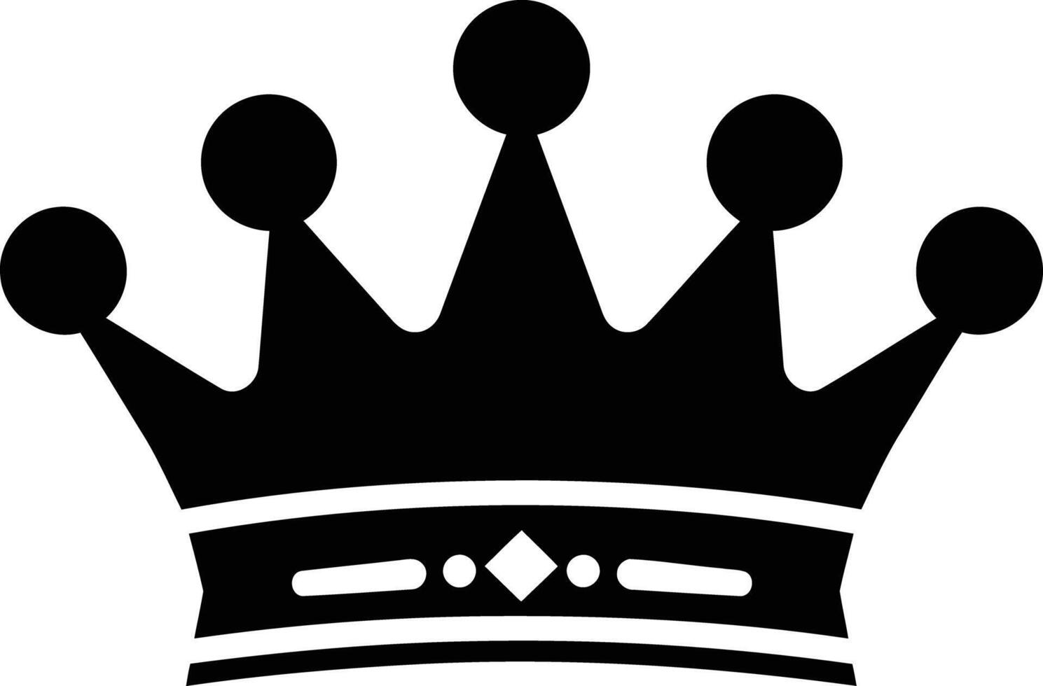 Simple black and white crown icon vector