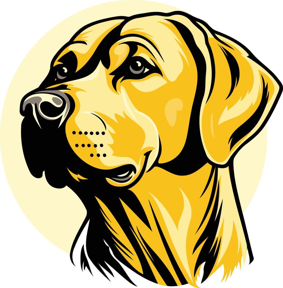 A stylized illustration of a yellow labrador retriever's head in profile, perfect for dog related brands, websites, or social media vector