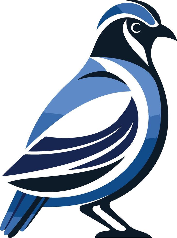 A bold, abstract blue bird logo design vector