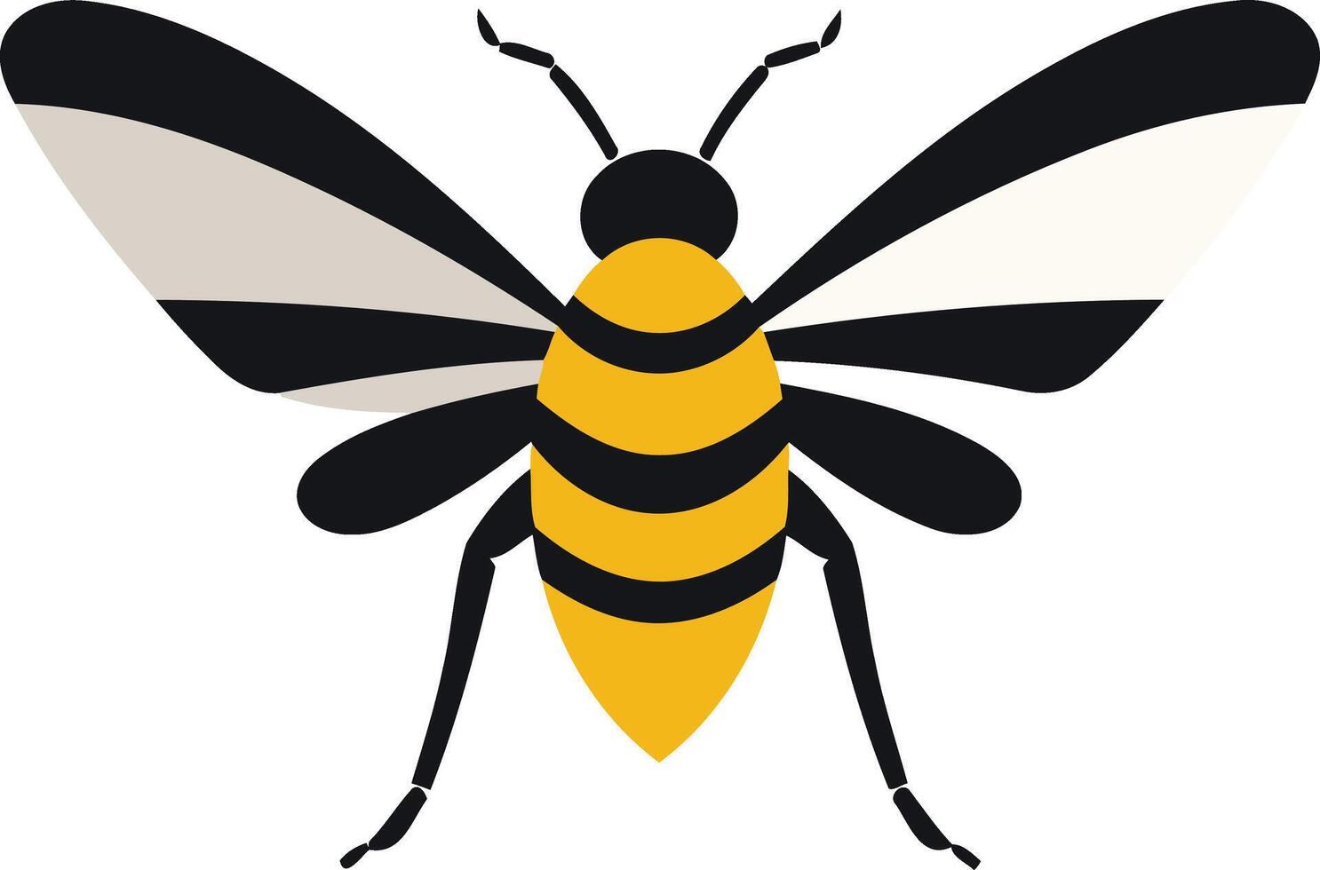 A simple yet stylish illustration of a bee with wings spread wide vector
