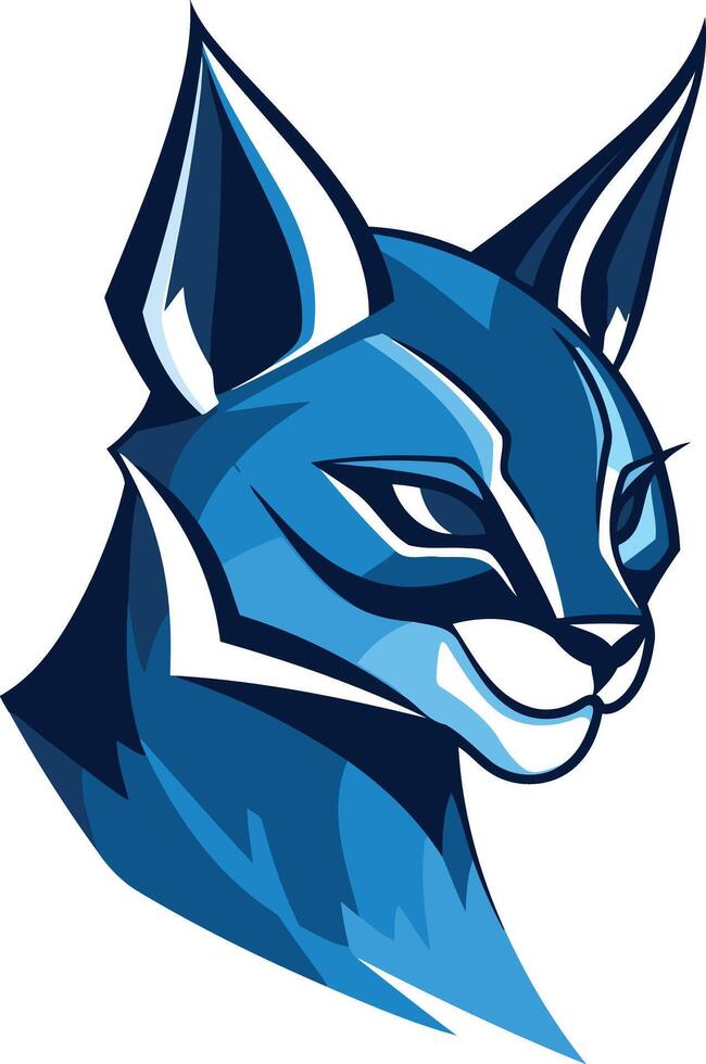Stylized blue lynx head, perfect for sports team logos, gaming mascots, or any design needing a bold, fierce image vector