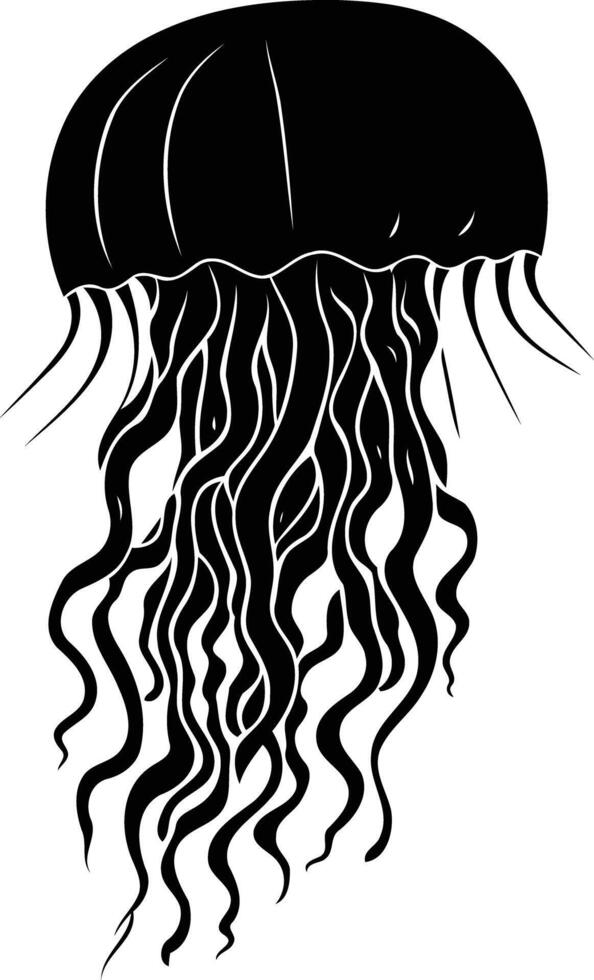 A simple yet striking black and white silhouette of a jellyfish vector