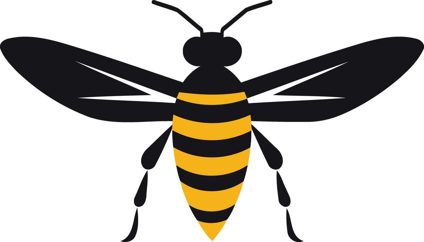 Simple, flat design bee silhouette perfect for logos, icons, and branding vector