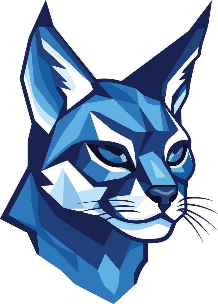 Geometric Blue Cat Portrait vector
