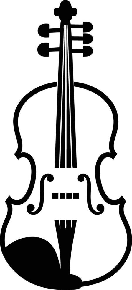 Simple black and white violin silhouette, perfect for music themed designs vector