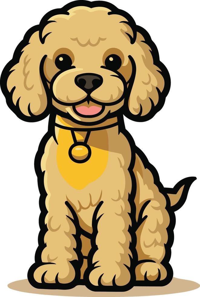 Adorable cartoon poodle with a big smile, perfect for pet related projects, greeting cards, and social media vector