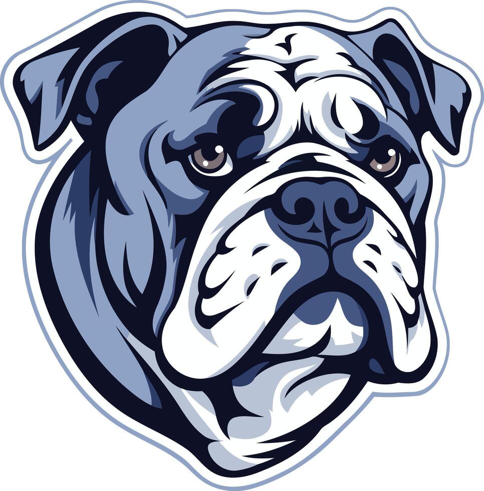A fierce and determined bulldog head illustration, perfect for mascots, logos, and sports team branding vector