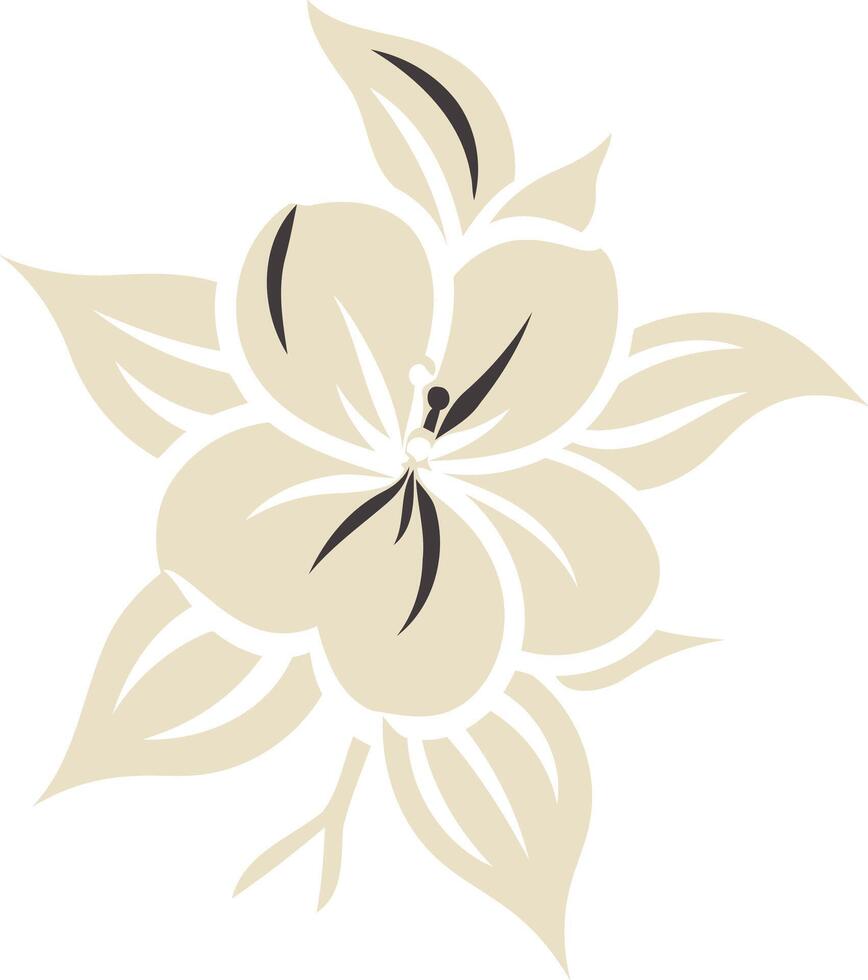 Elegant, stylized flower silhouette in cream and black vector