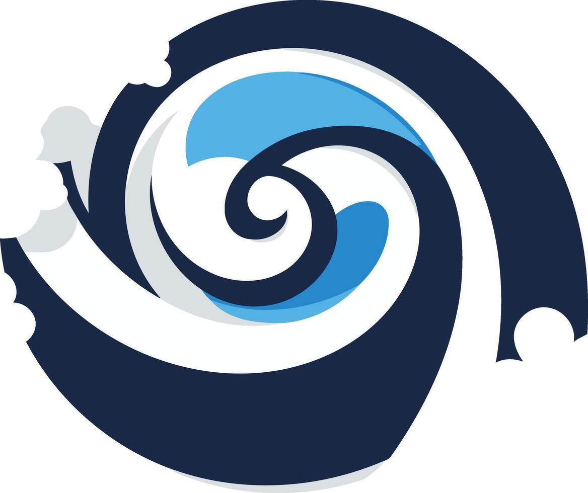 Abstract wave logo design featuring a swirling blue wave within a dark blue circle vector
