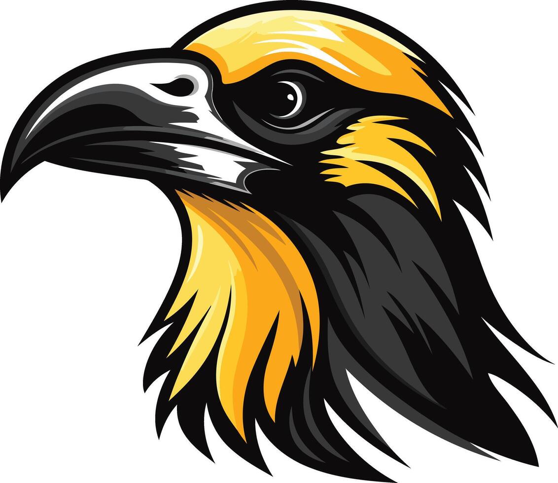 Powerful and dynamic illustration of a hawk's head, perfect for sports teams, branding, and more vector