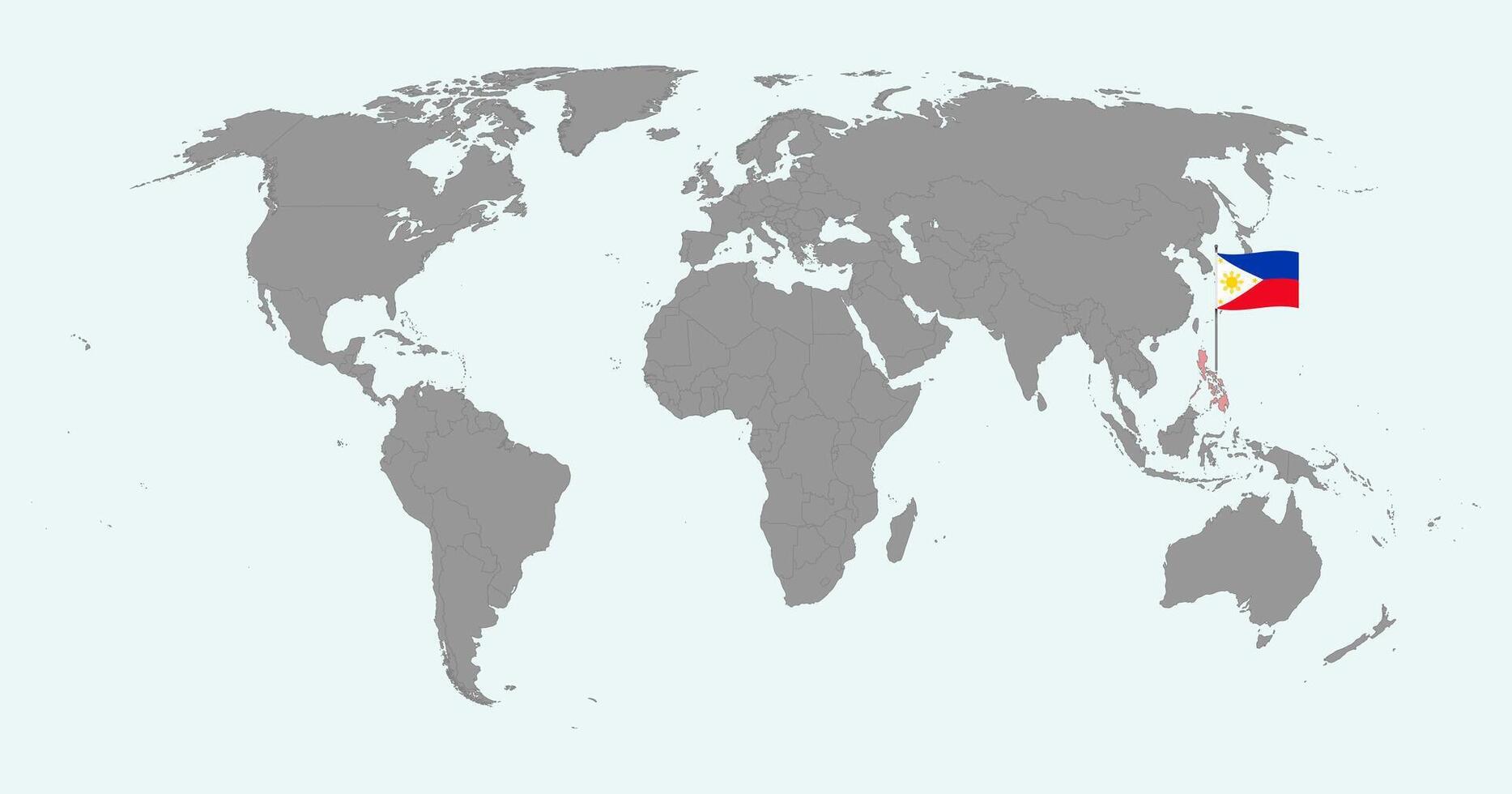 Pin map with Philippines flag on world map. illustration. vector