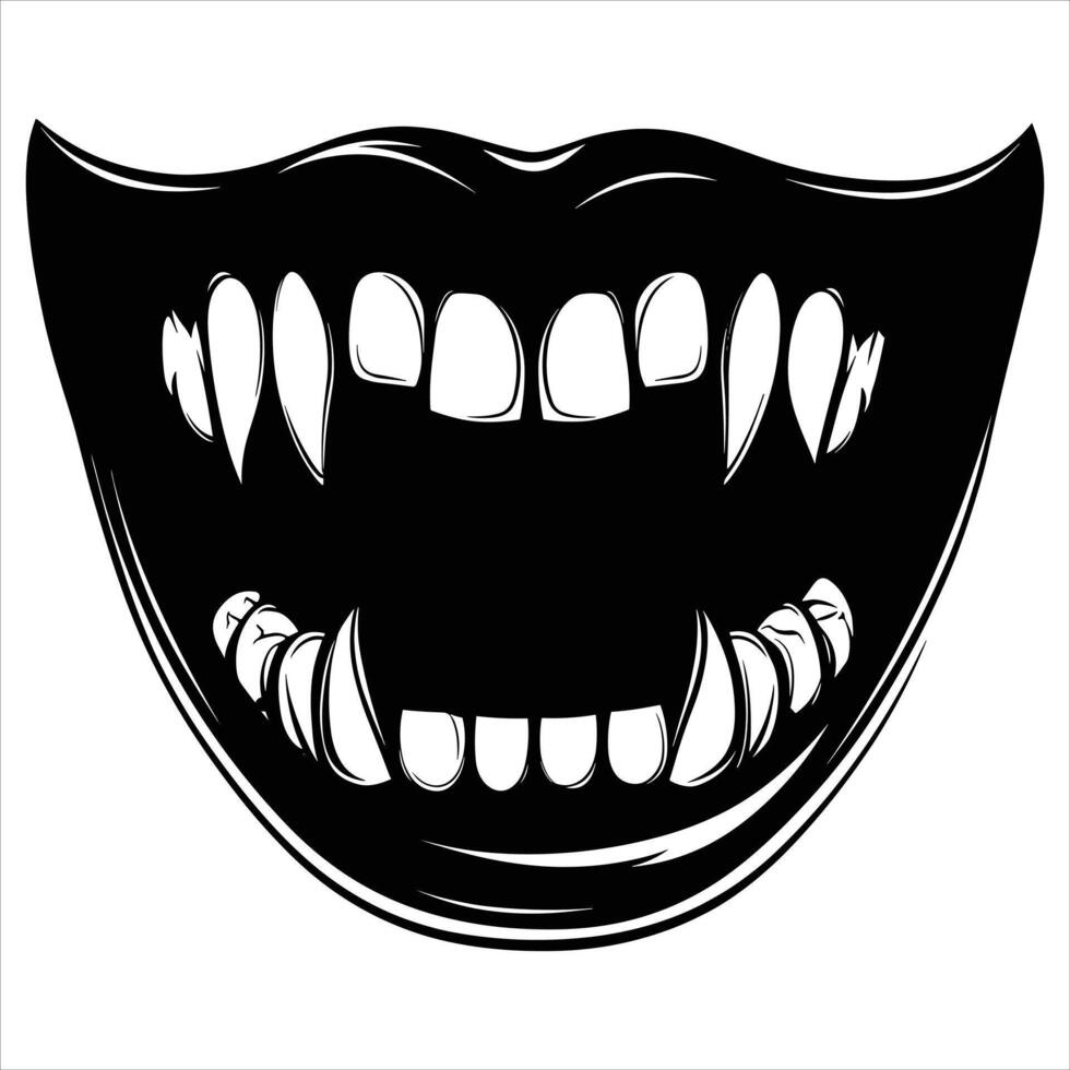 A black silhouette vampire teeth on a white background vector