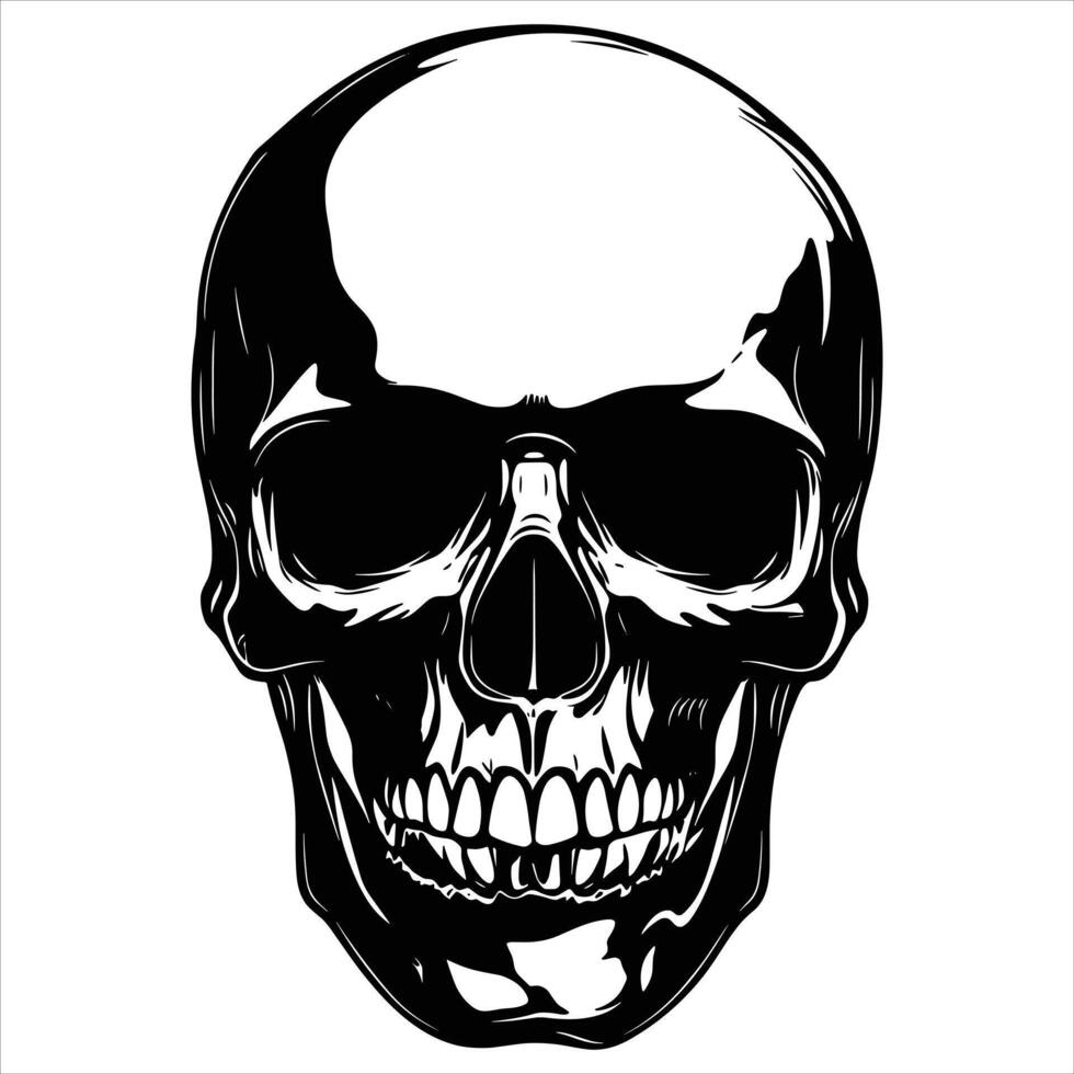 A black silhouette skull on a white background vector
