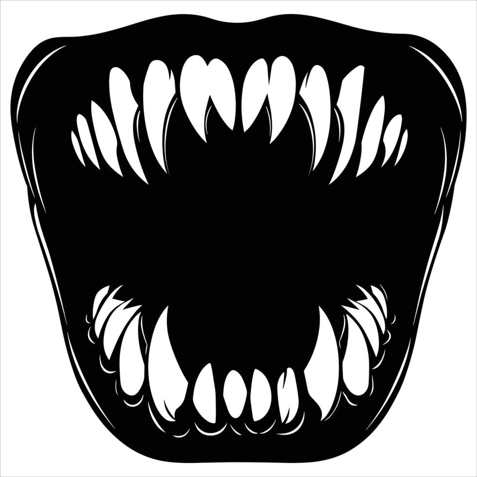 A black silhouette vampire teeth on a white background vector