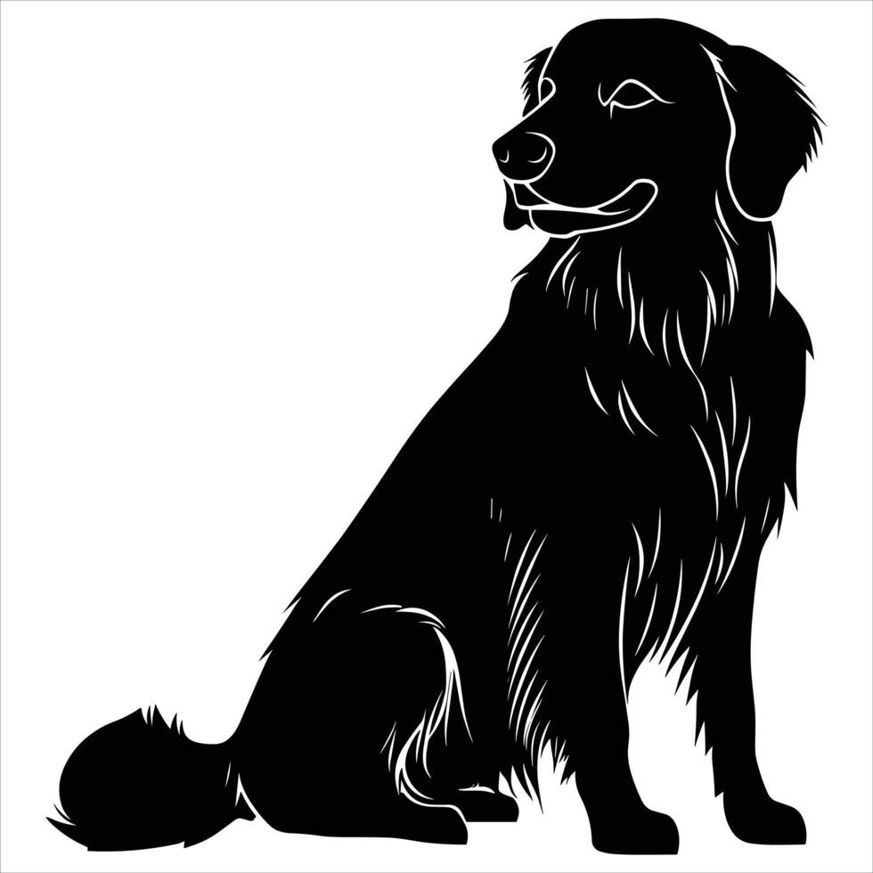 A black silhouette golden retriever on a white background vector