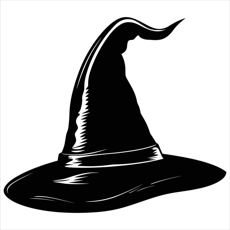 A black silhouette witch hat on a white background vector