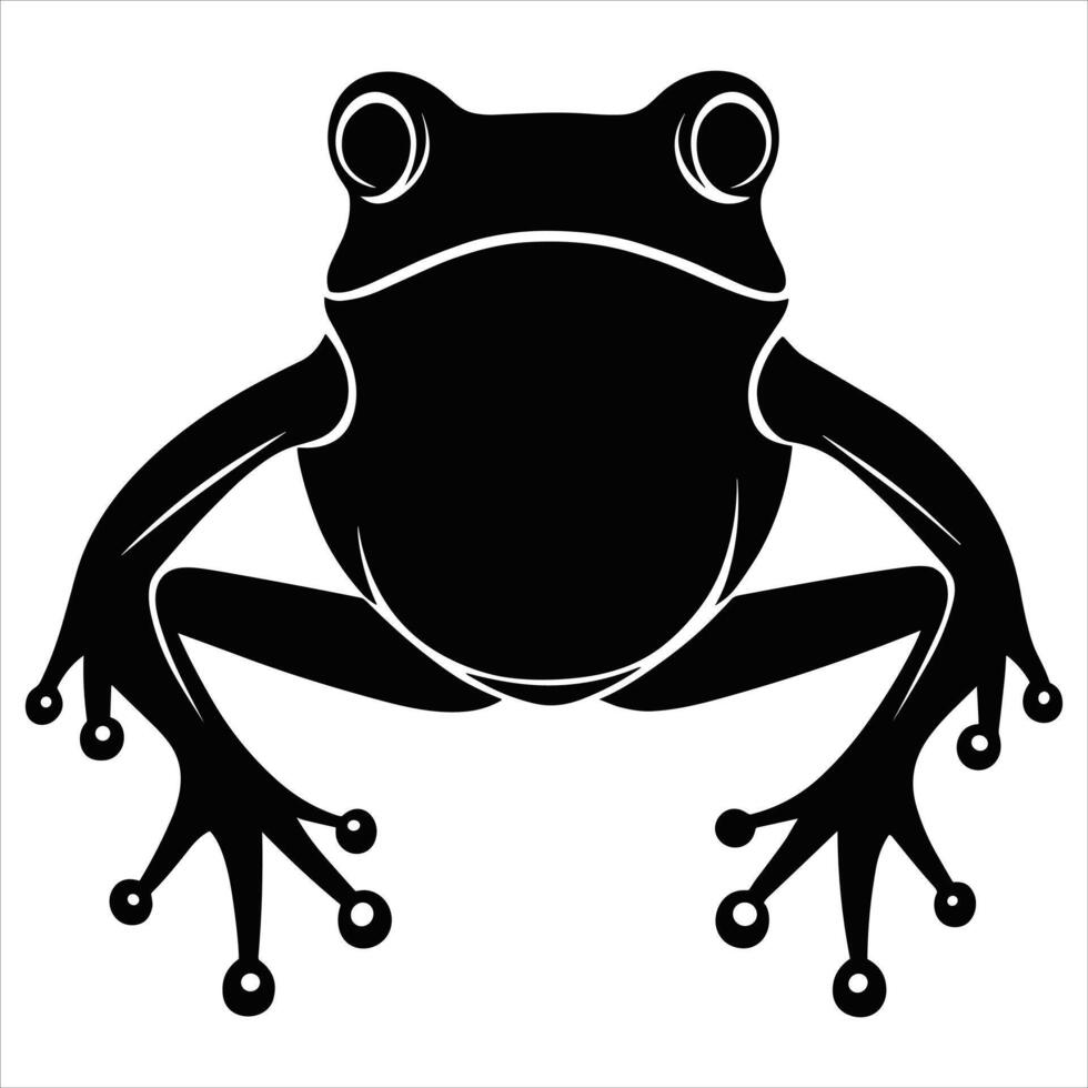 A black silhouette frog on a white background vector