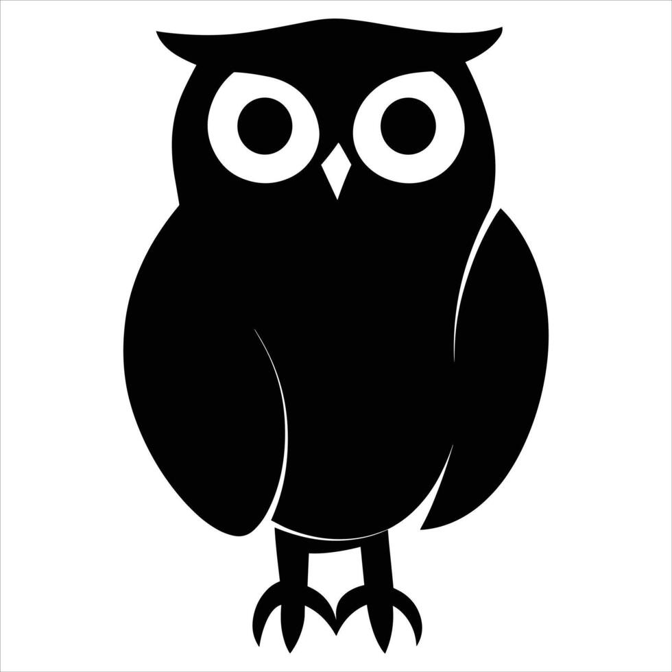 A black silhouette owl on a white background vector