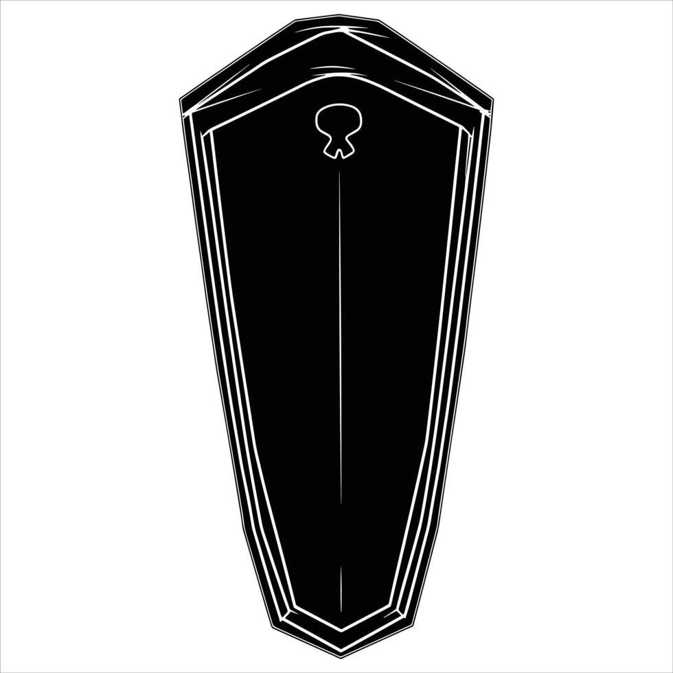 A black silhouette coffin on a white background vector
