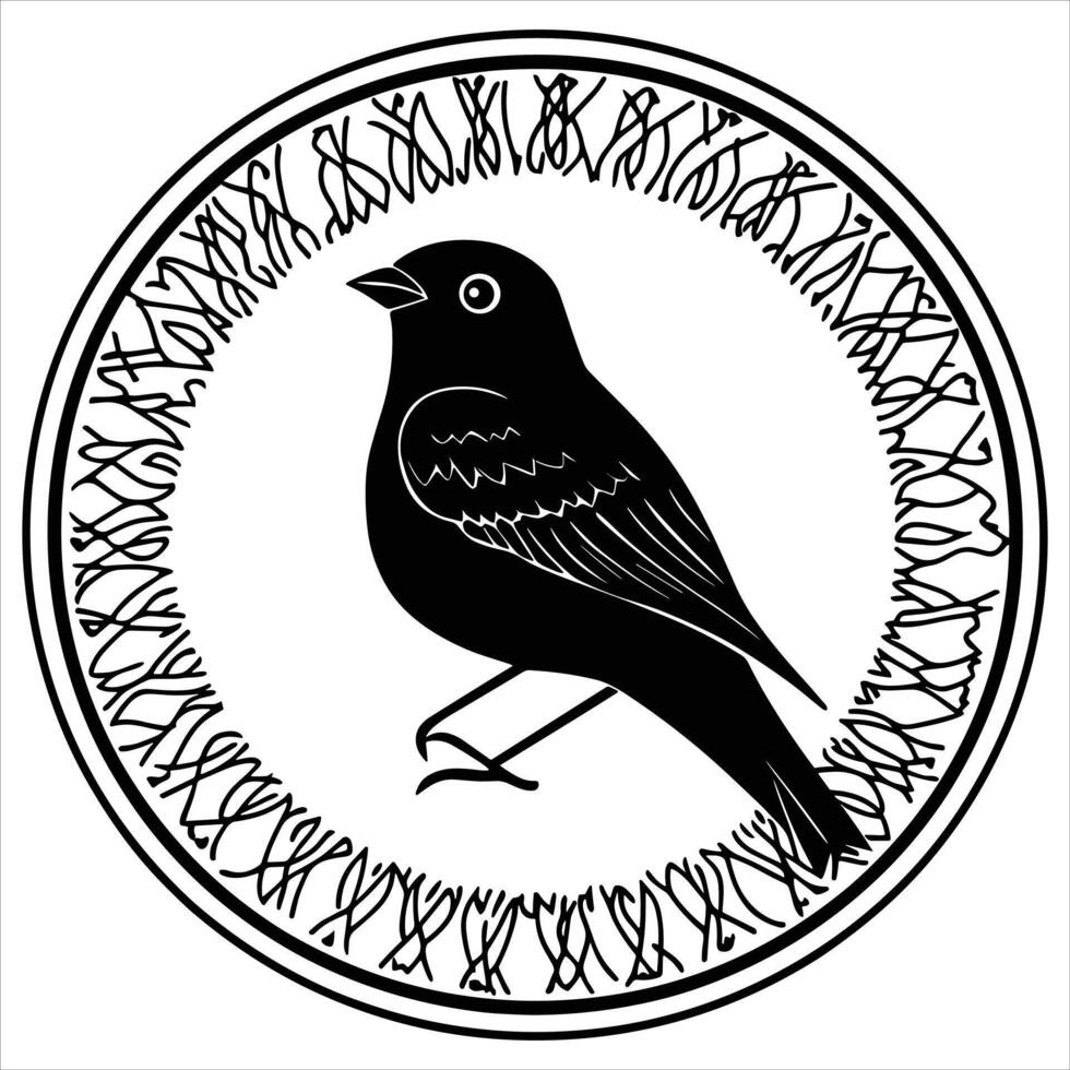 A black silhouette bird mandala on a white background vector