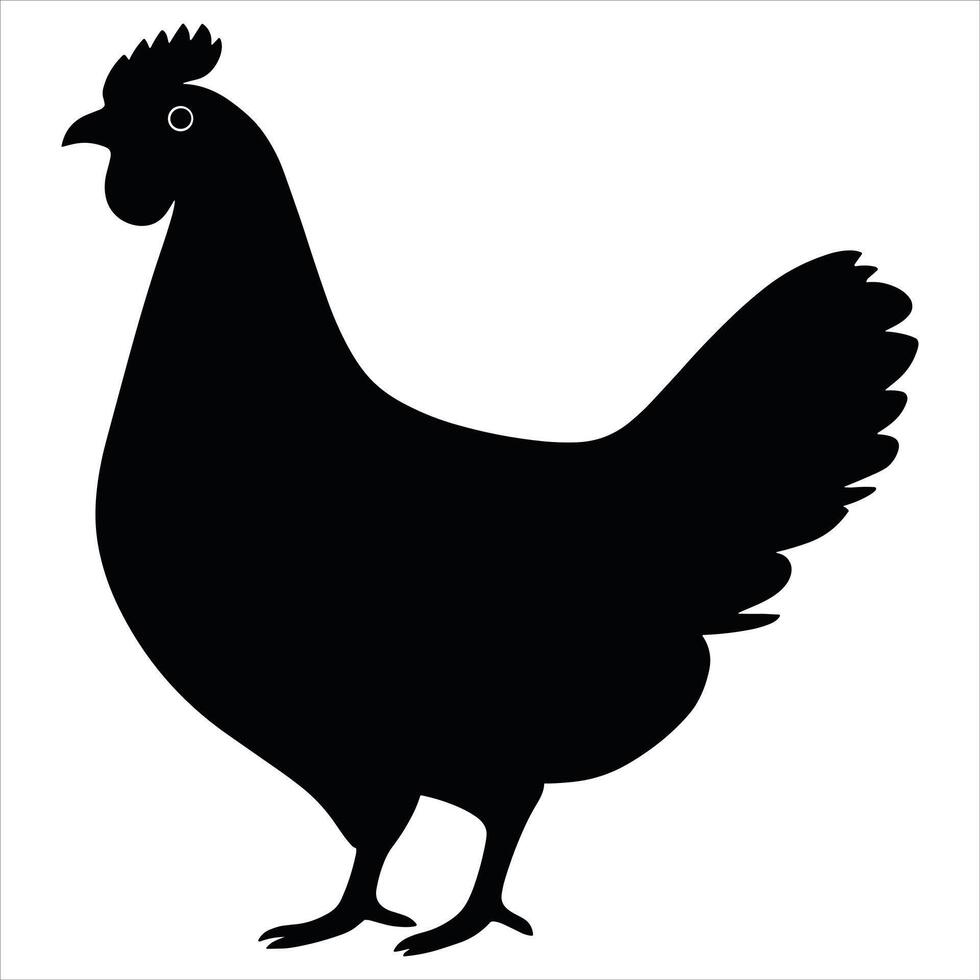 A black silhouette Hen on a white background vector