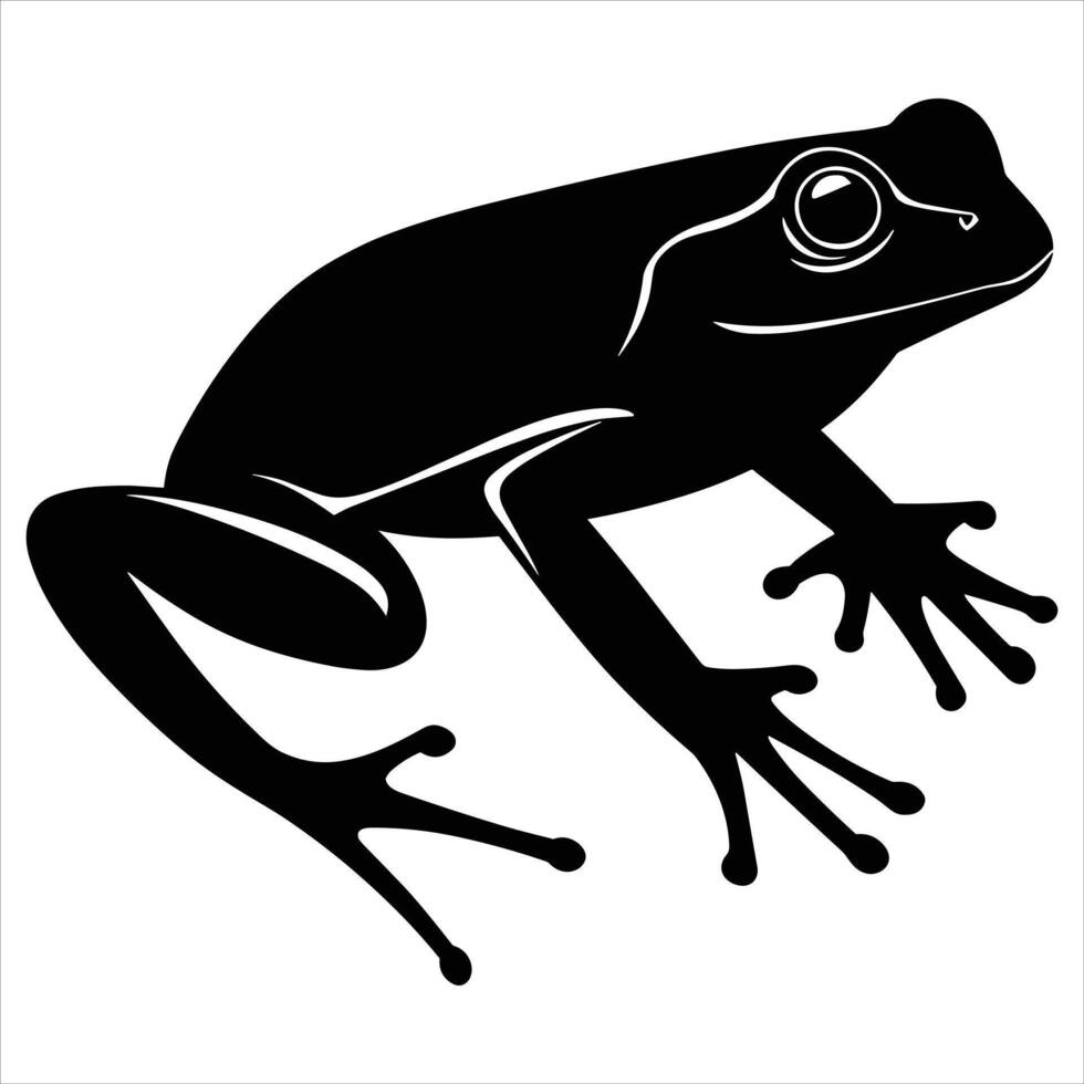 A black silhouette frog on a white background vector