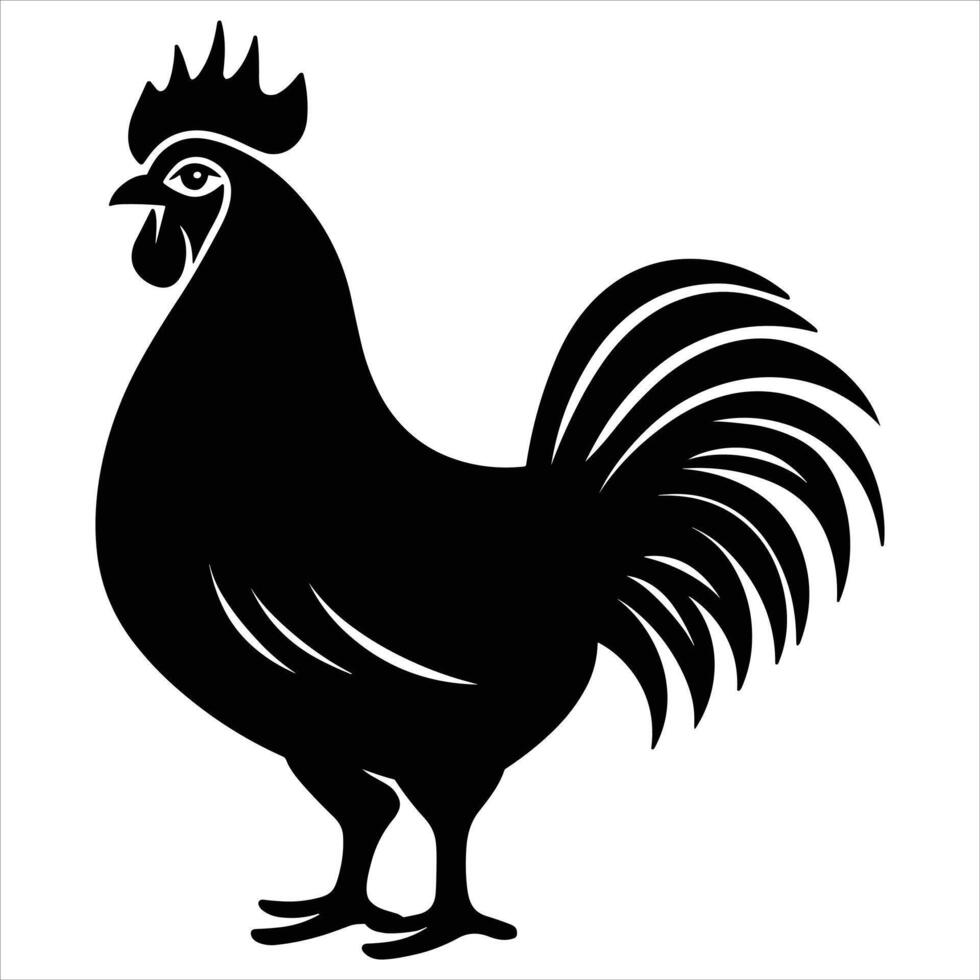 A black silhouette rooster on a white background vector