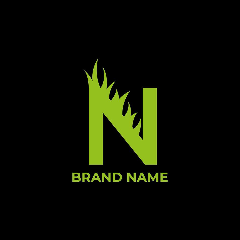 N lawn care green company logo vector