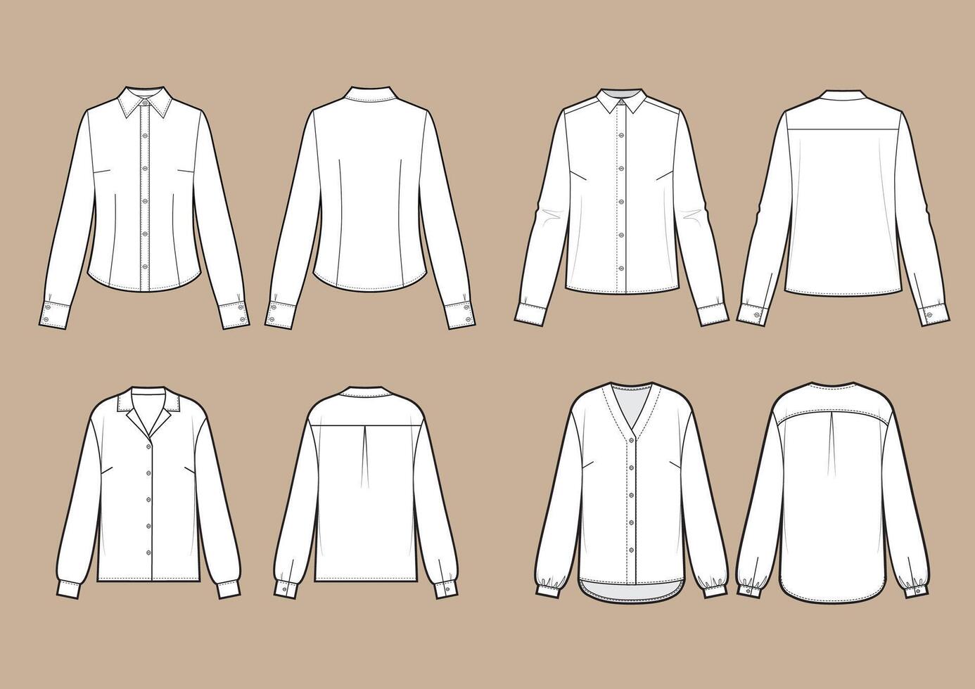 Blouse set, different models set. Flat illustration vector