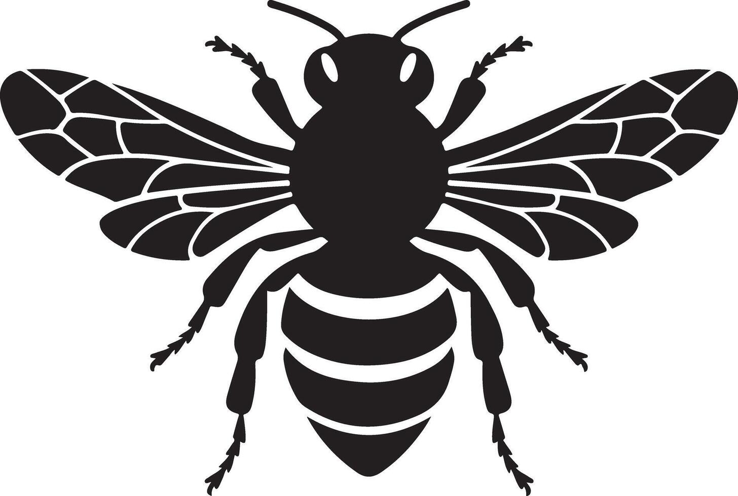 Smooth and Detailed Honeybee Silhouette Illustration on Plain White vector