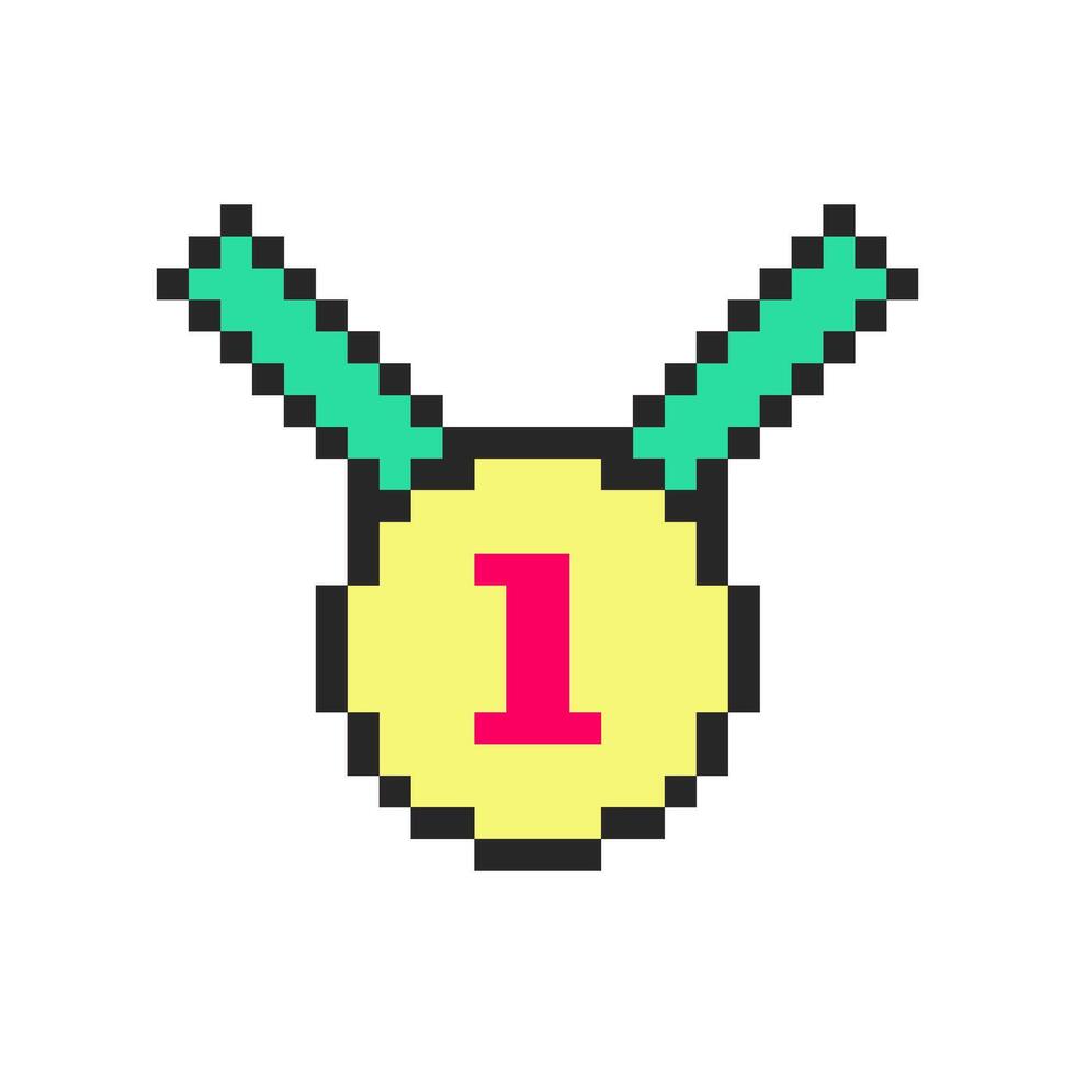 golden medallion winner pixel art vector