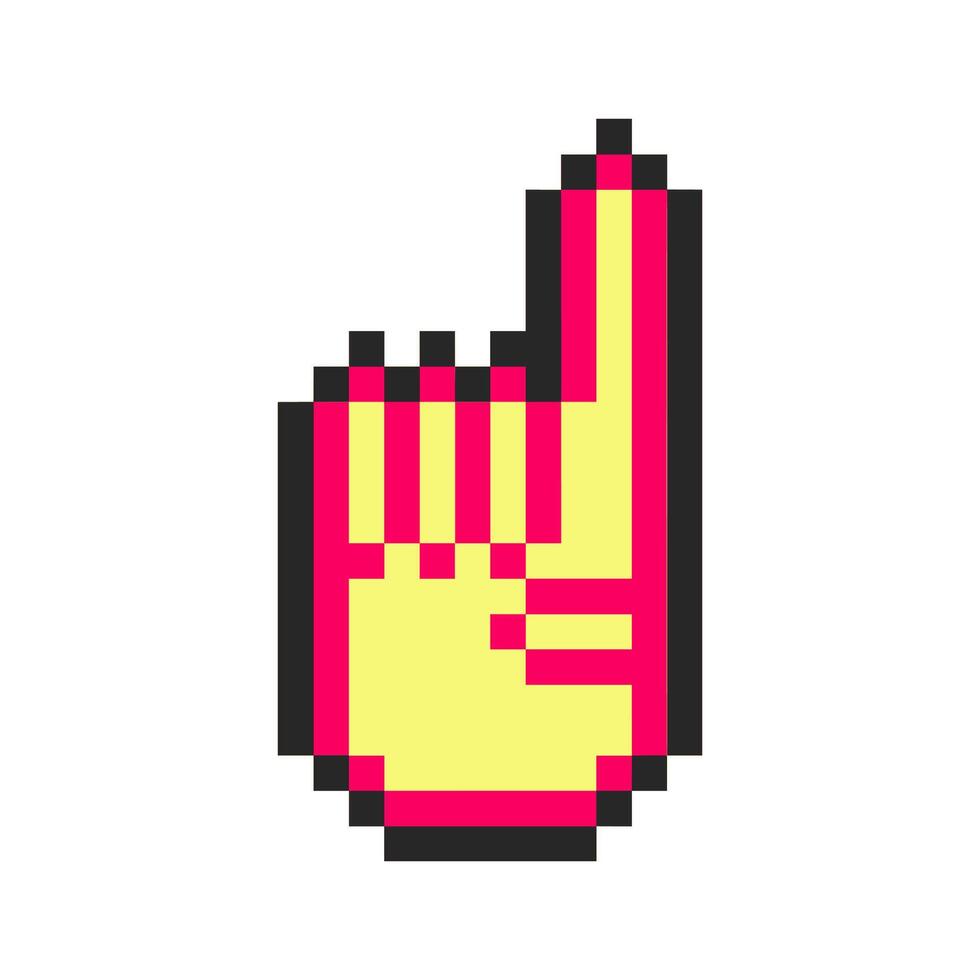 hand pointing up gesture pixel art vector