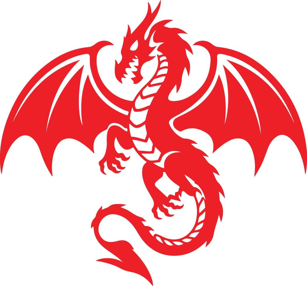 A silhouette logo of a fierce dragon vector