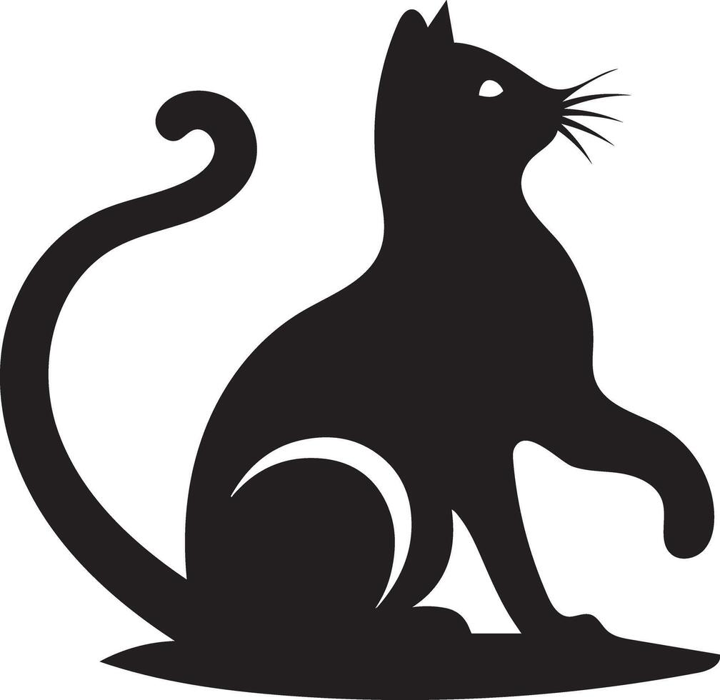 Silhouette illustration of a cute kitten playing with a ball vector