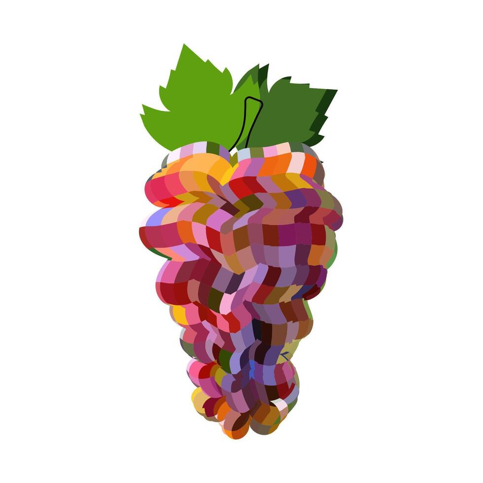 Disco mirror ball fruit, berry, grape . On white isolated background. Mosaic style vector