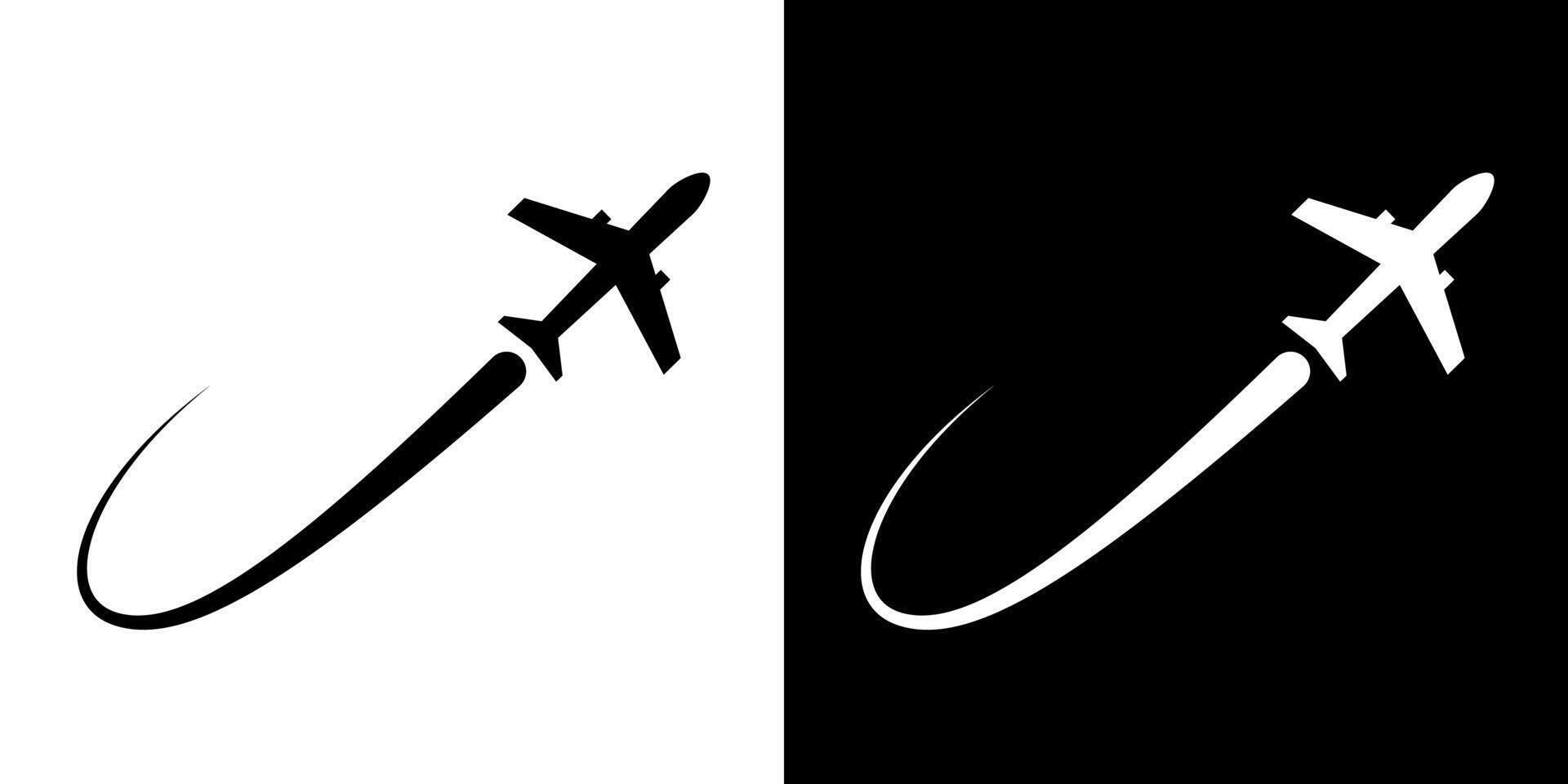 Airplane icon on black and white background. Airplane symbol. vector