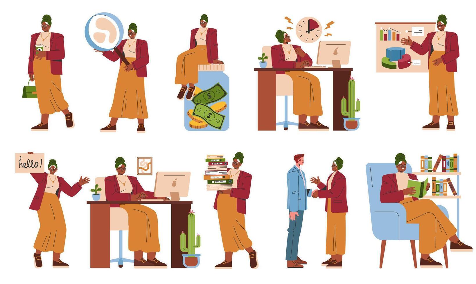 Businesswoman set. Flat Illustration vector