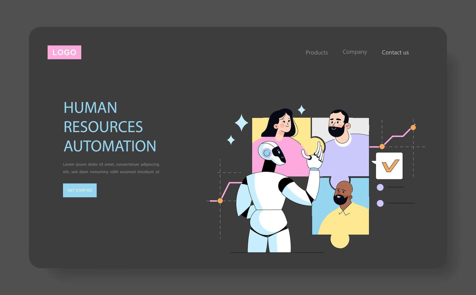 Artificial intelligence in business. Flat Illustration vector