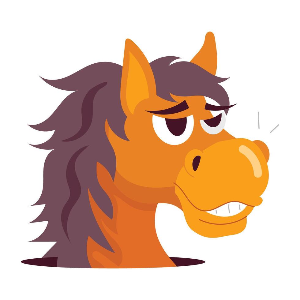 Basic Angry horse sticker in flat style vector