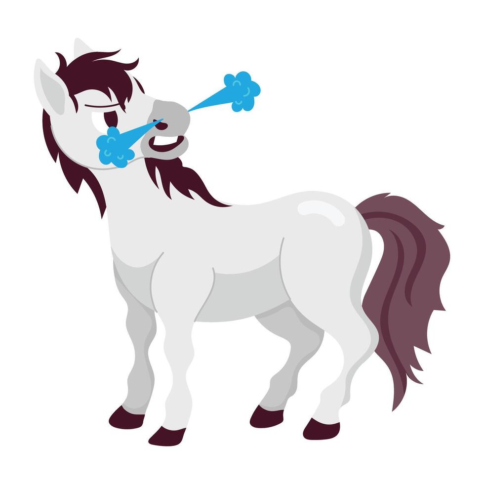 Basic A flat style sticker of furious stallion vector