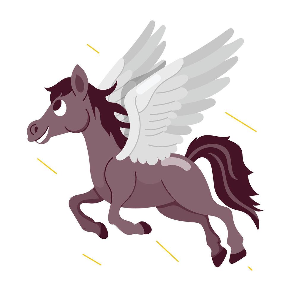 Flying horse with wings, flat style mascot vector