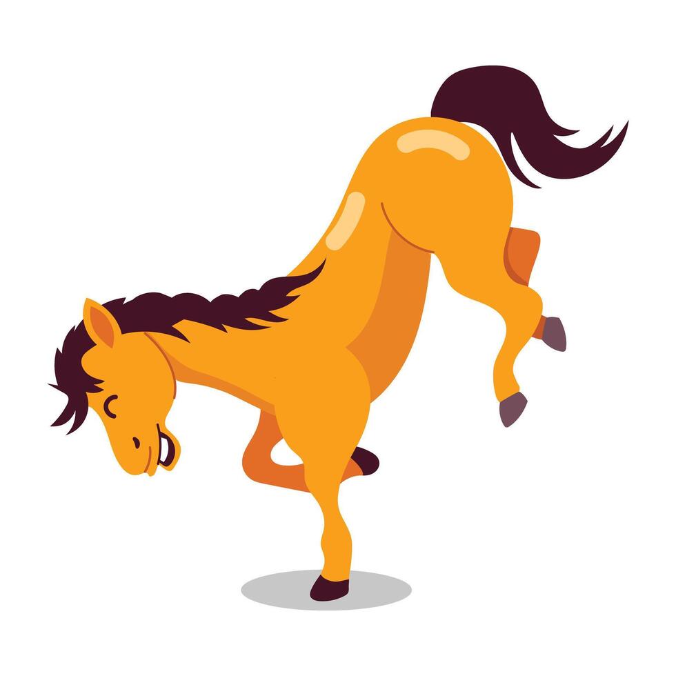 Horse balance on one leg, flat sticker vector