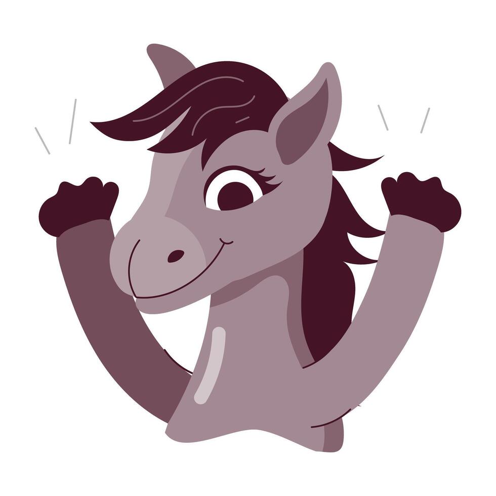 A flat style sticker of cute pony with smile vector