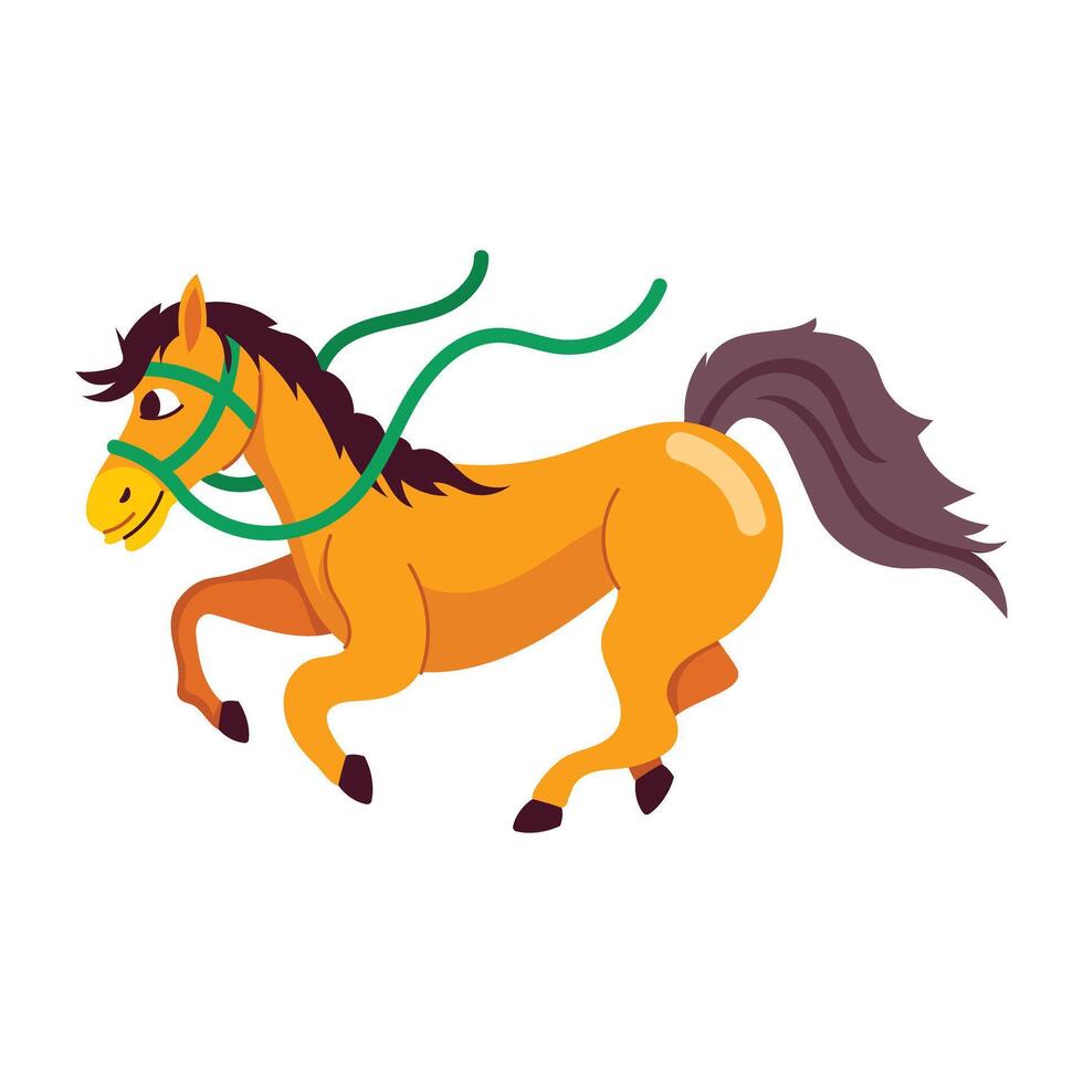 A flat style sticker of running mare vector