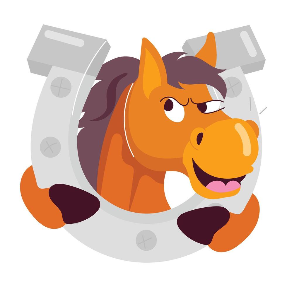 A flat style mascot of horse hoof vector