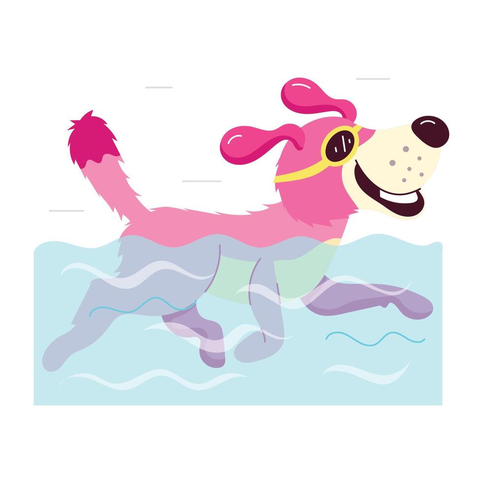 Basic Comic style sticker of dog swimming vector