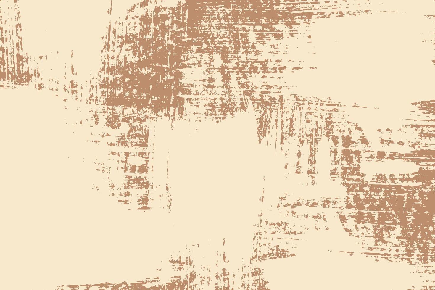 Grunge distressed beige texture on brown background. Thick brush strokes grungy backdrop vector